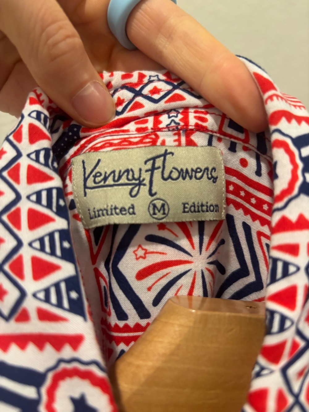 Kenny Flowers The American Boy Button Up Shirt Patriotic Flag Grill Rayon Medium - Picture 3 of 4